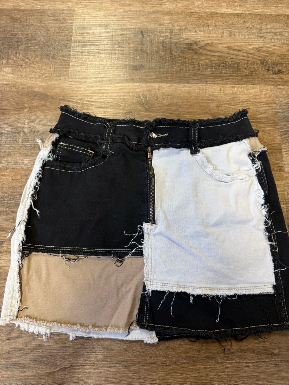 Patchwork Denim Skirt